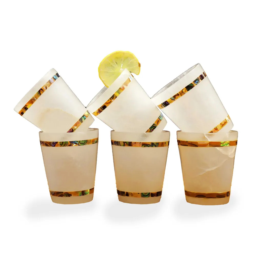 Esctacy Hand-shaped Italian Marble & Semi Precious Stone Shot Glasses (Set of 6)
