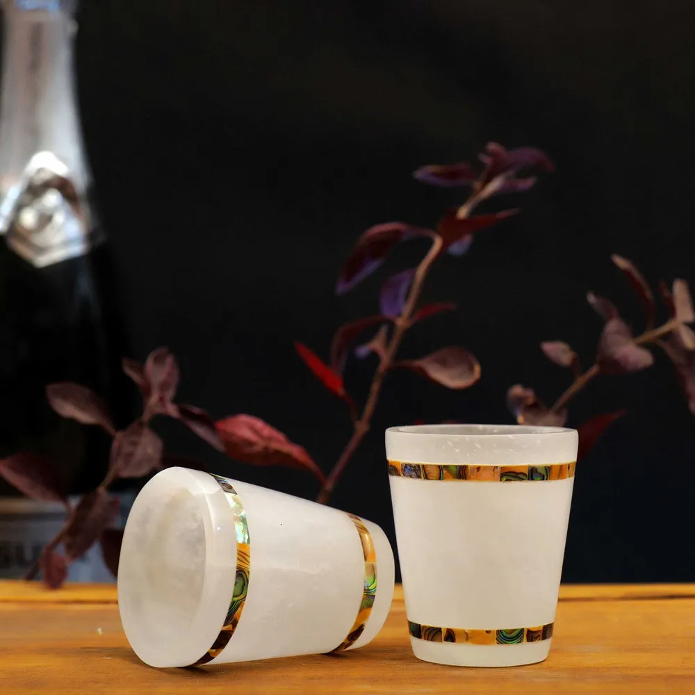 Esctacy Hand-shaped Italian Marble & Semi Precious Stone Shot Glasses (Set of 6)