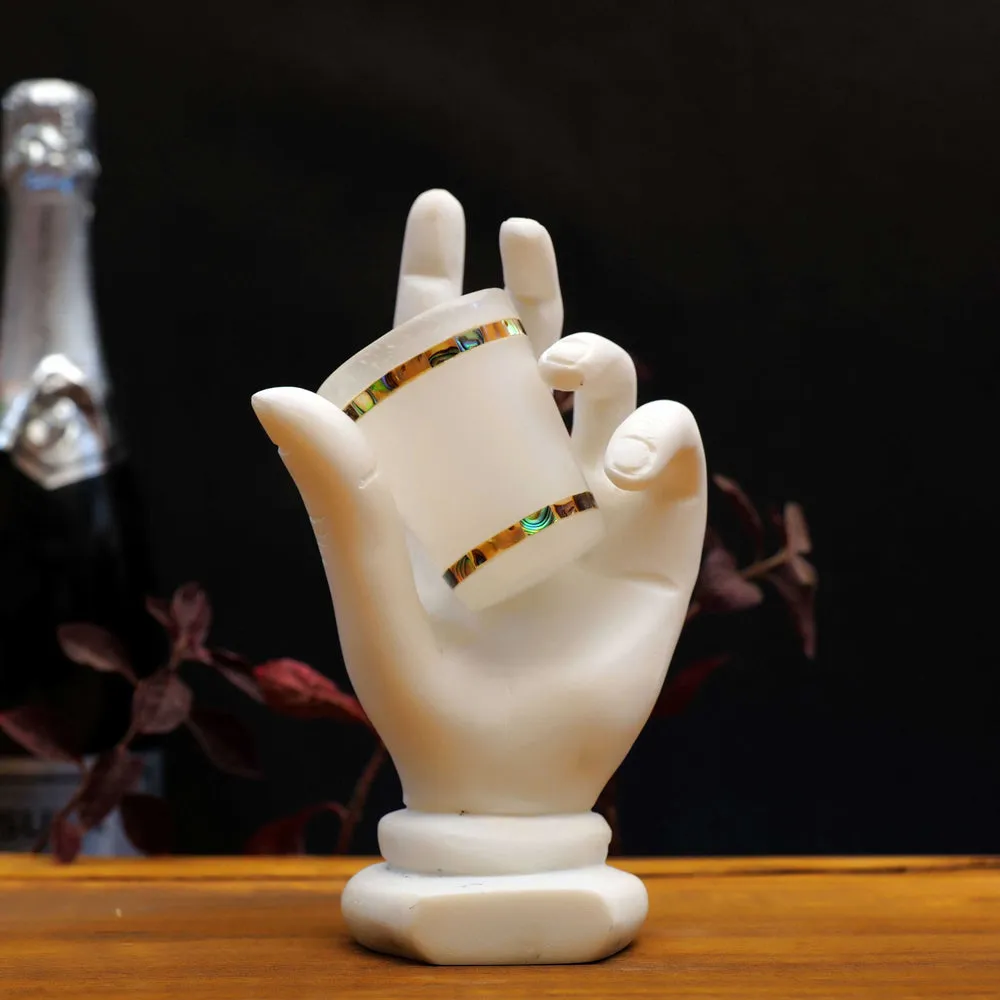 Esctacy Hand-shaped Italian Marble & Semi Precious Stone Shot Glasses (Set of 6)