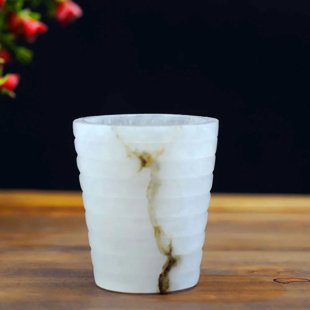 Esctacy Ialian Marble Shot Glass in Ivory Finish (Set of 6)