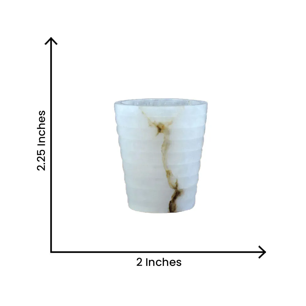 Esctacy Ialian Marble Shot Glass in Ivory Finish (Set of 6)