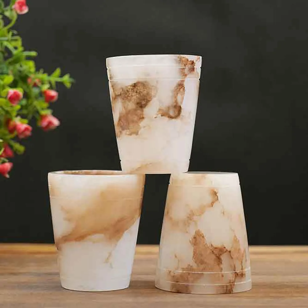 Esctacy Italian Marble & Semi Precious Stone Shot Glasses (Set of 6)