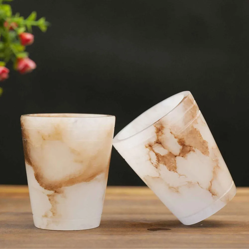 Esctacy Italian Marble & Semi Precious Stone Shot Glasses (Set of 6)