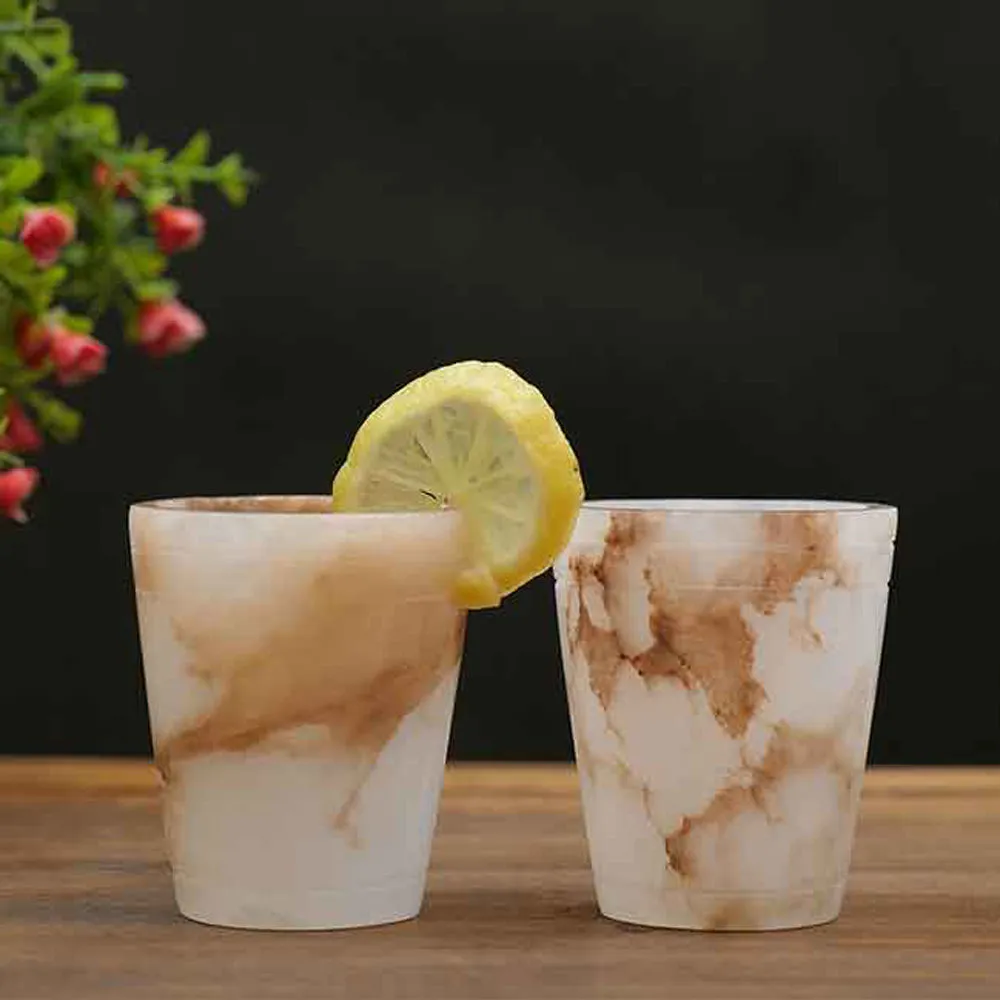 Esctacy Italian Marble & Semi Precious Stone Shot Glasses (Set of 6)