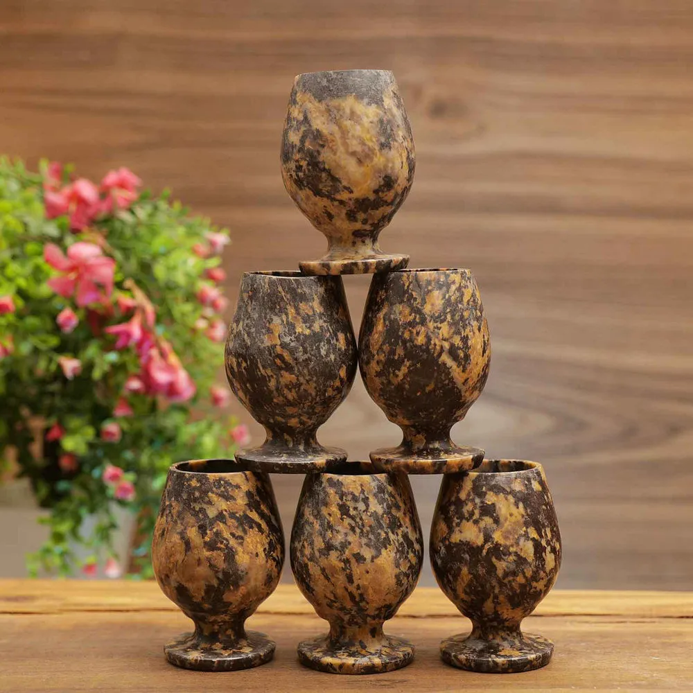 Esctacy Set of 6 Antique Soapstone Shot Glasses