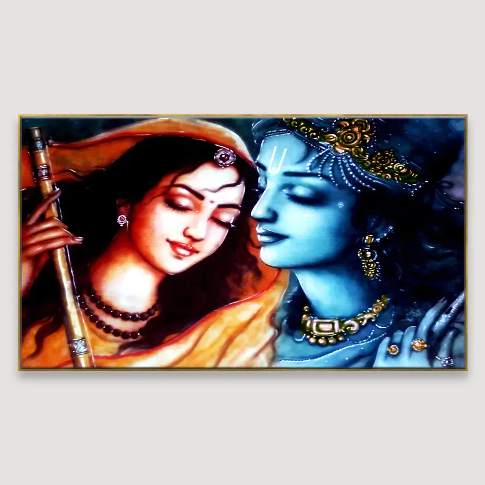 Eternal Love Krishna Meerabai Canvas Painting With Wood Frame