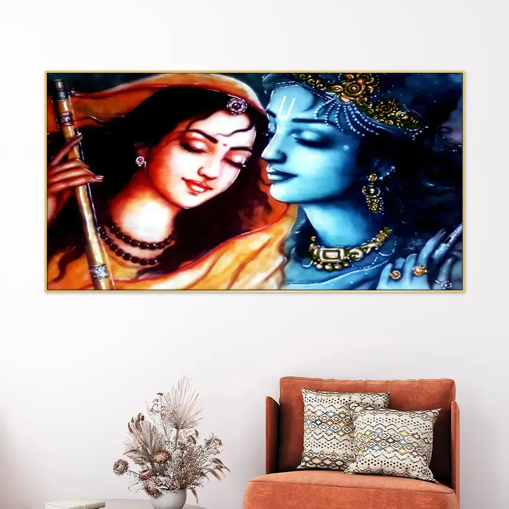 Eternal Love Krishna Meerabai Canvas Painting With Wood Frame