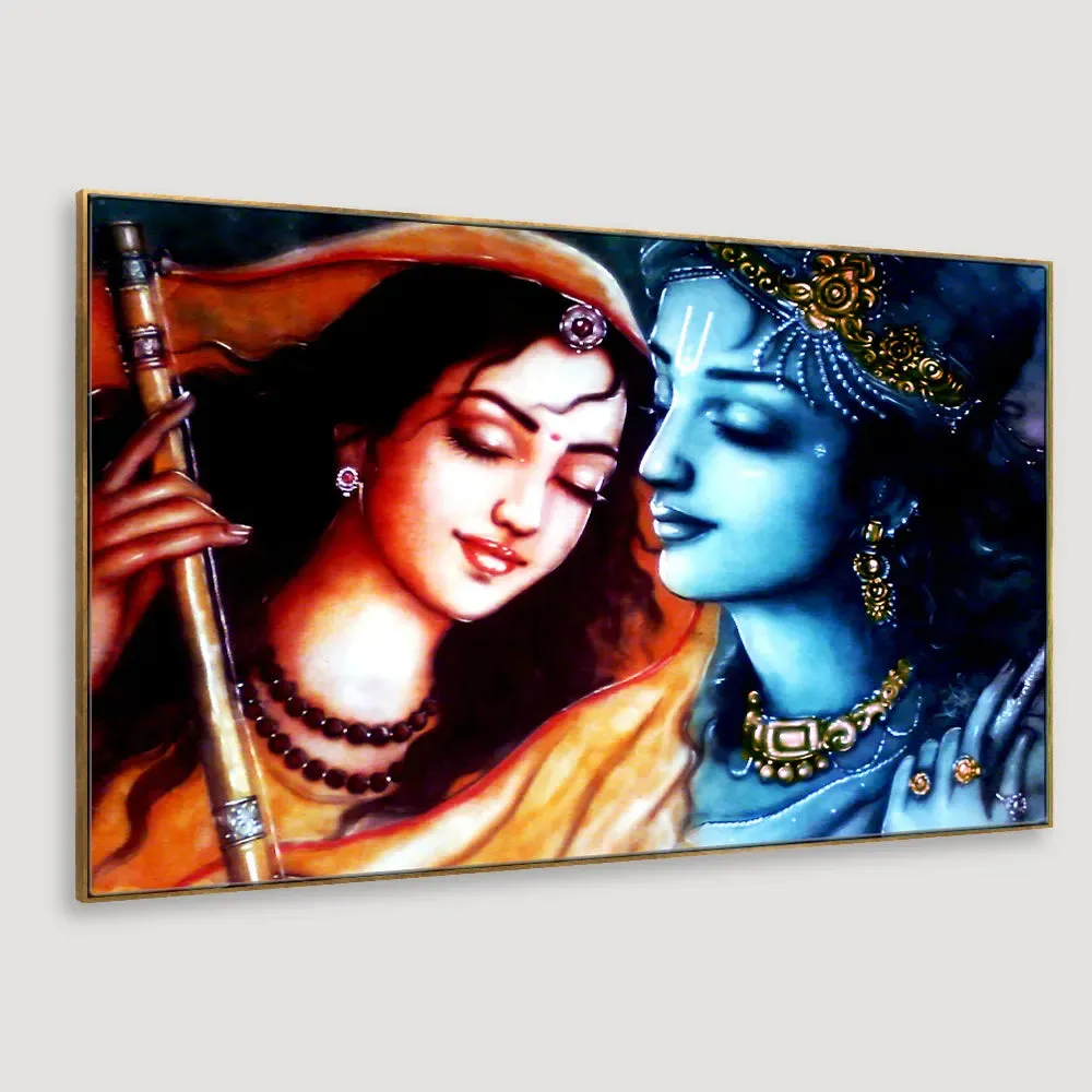 Eternal Love Krishna Meerabai Canvas Painting With Wood Frame
