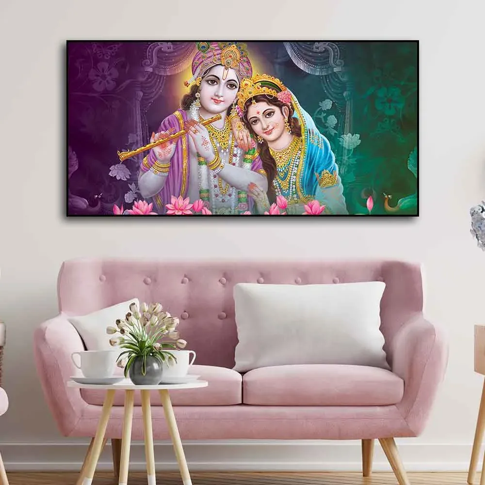 Eternal Love of Radha Krishna Canvas Wall Painting With Frame