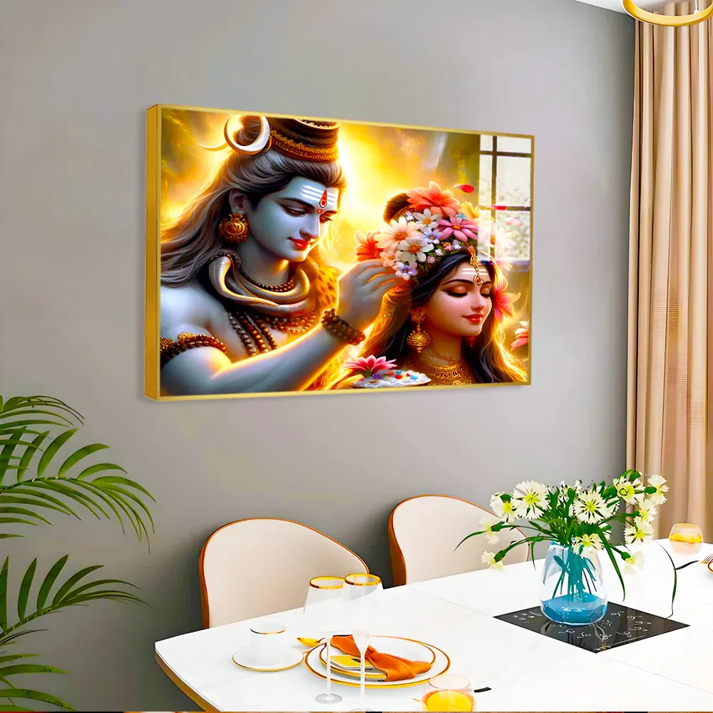 Eternal Love Shiva And Parvati Acrylic Wall Painting Regular