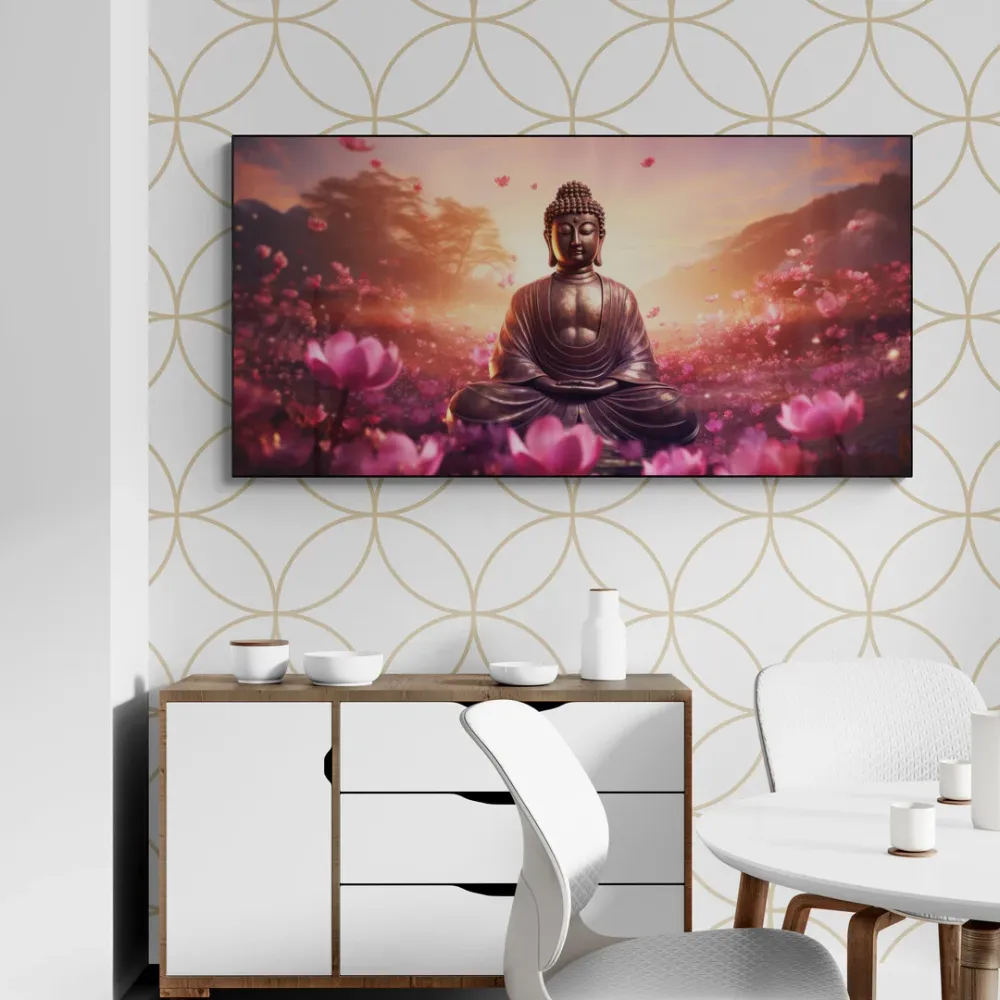 Eternal Peace at Dusk Buddha Canvas Wall Painting With Frame