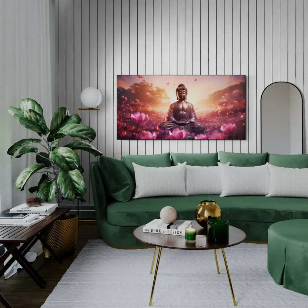 Eternal Peace at Dusk Buddha Canvas Wall Painting With Frame