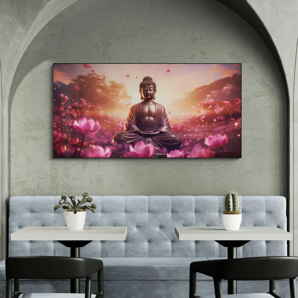 Eternal Peace at Dusk Buddha Canvas Wall Painting With Frame