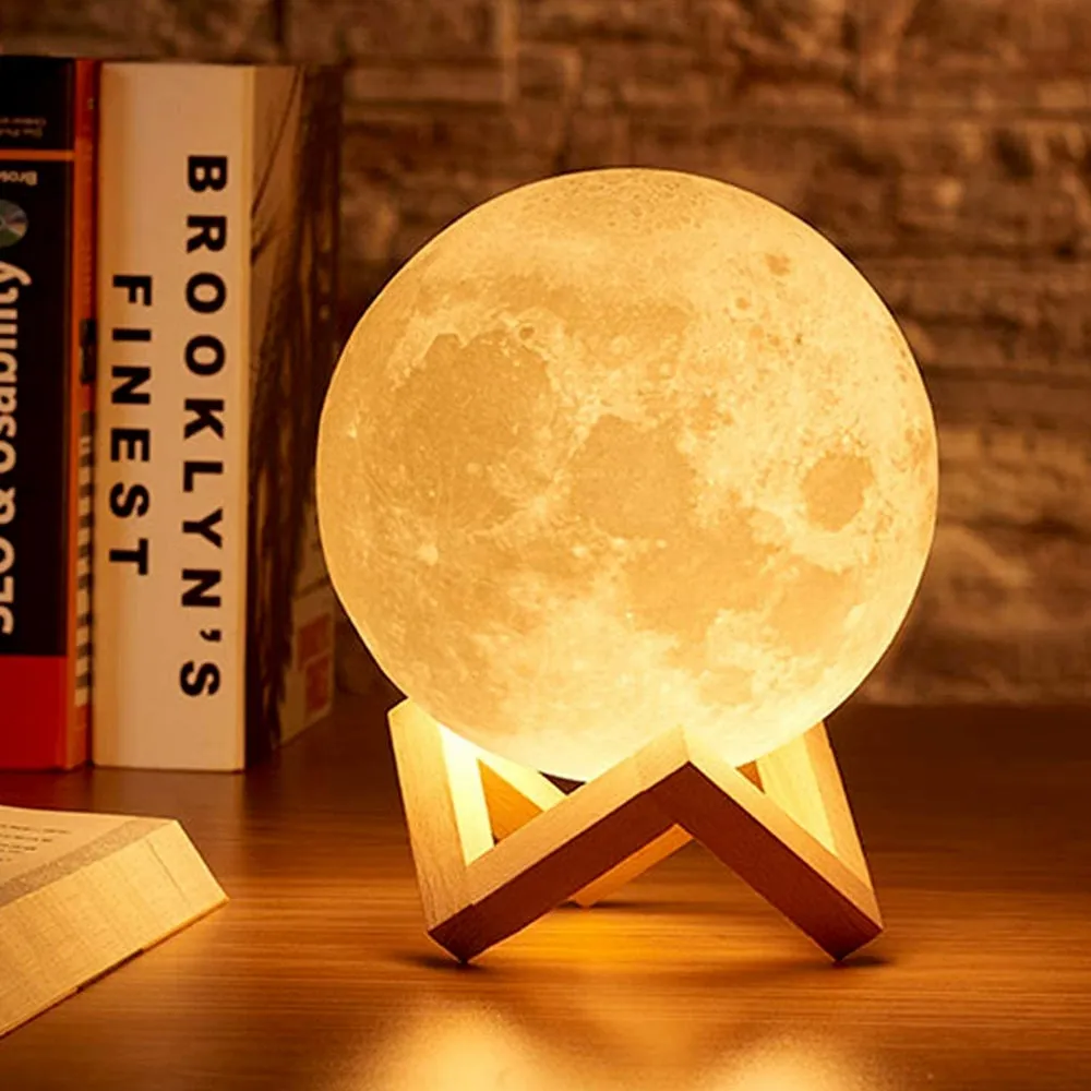 Ethereal Glow Moon Lamp With Stand Single Piece