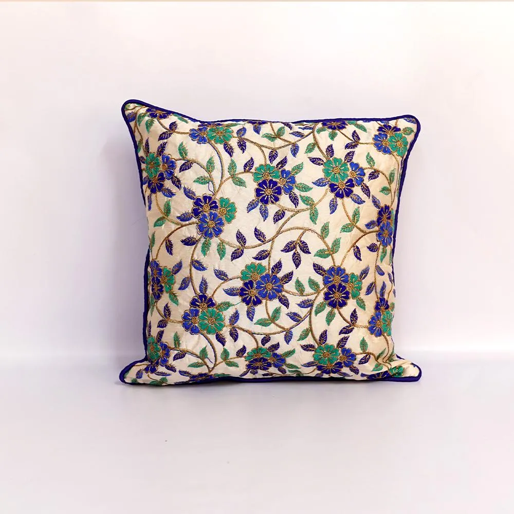 Ethnic Chunki Embriodery Silk Green  Cushion Cover Set of 5