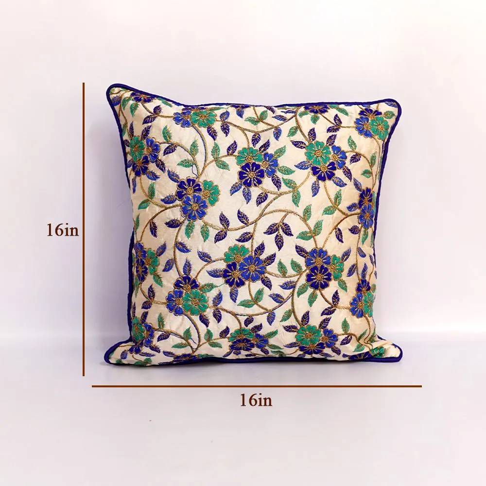 Ethnic Chunki Embriodery Silk Green  Cushion Cover Set of 5