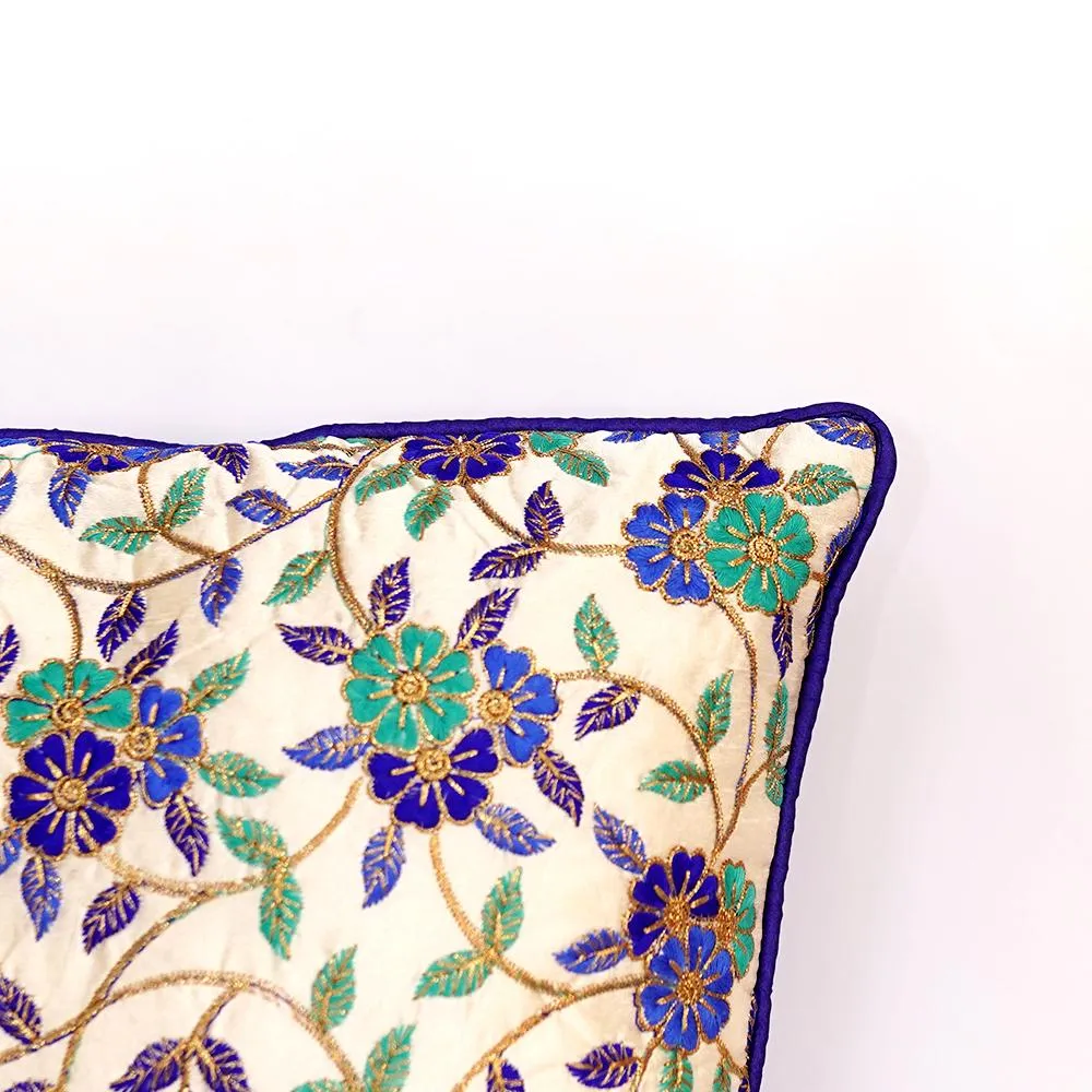 Ethnic Chunki Embriodery Silk Green  Cushion Cover Set of 5