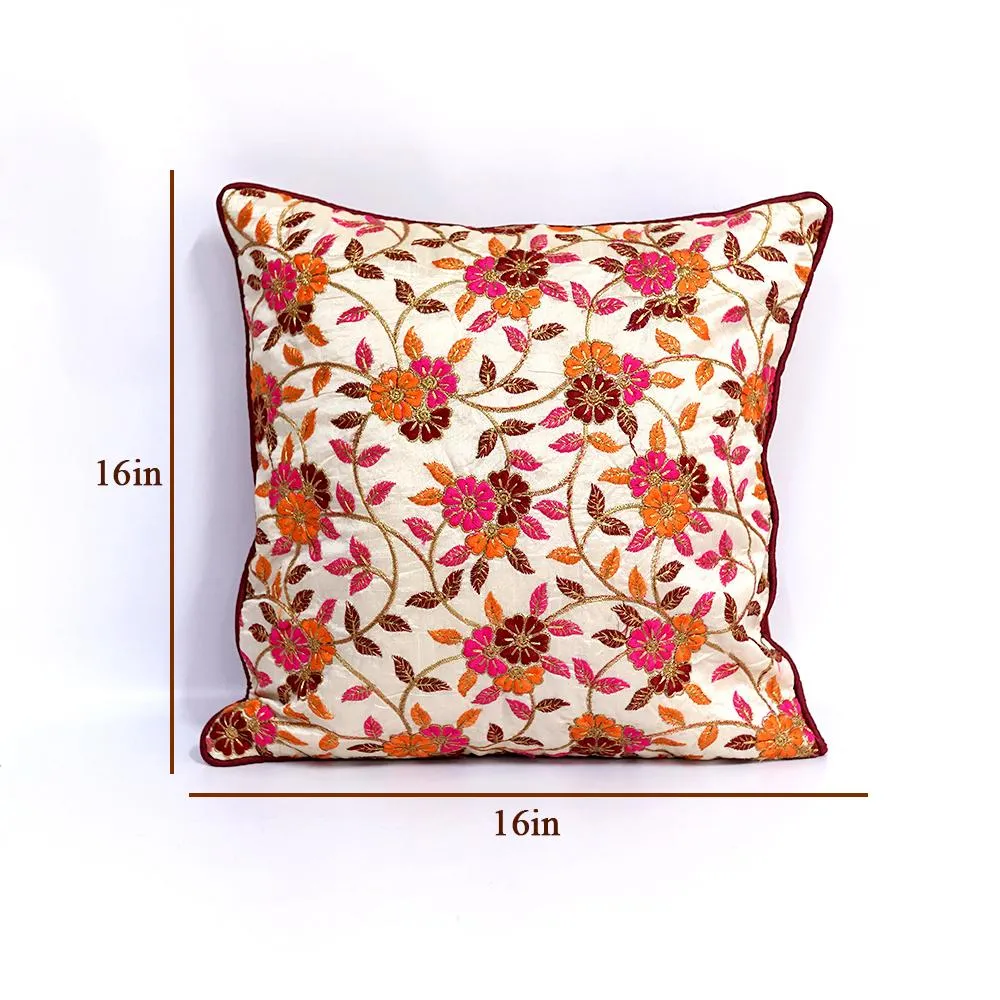 Ethnic Chunki Embriodery Silk Red Cushion Cover Set of 5
