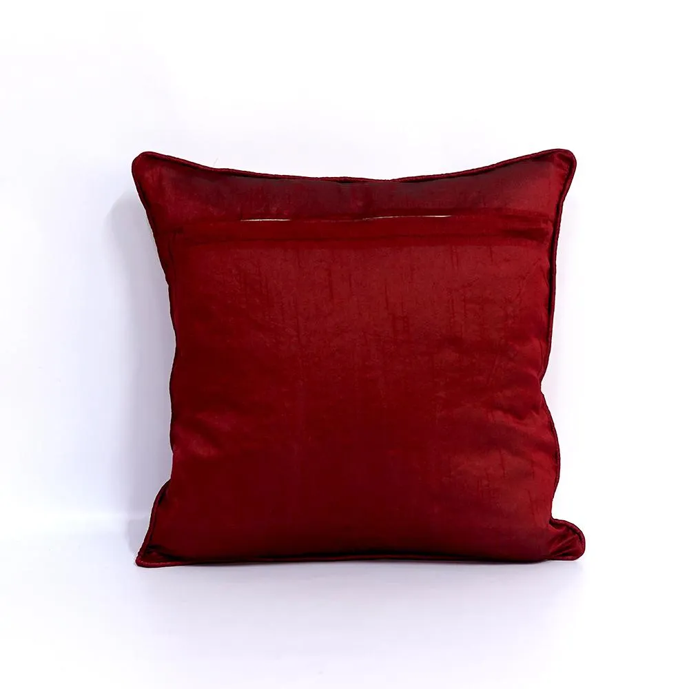 Ethnic Chunki Embriodery Silk Red Cushion Cover Set of 5