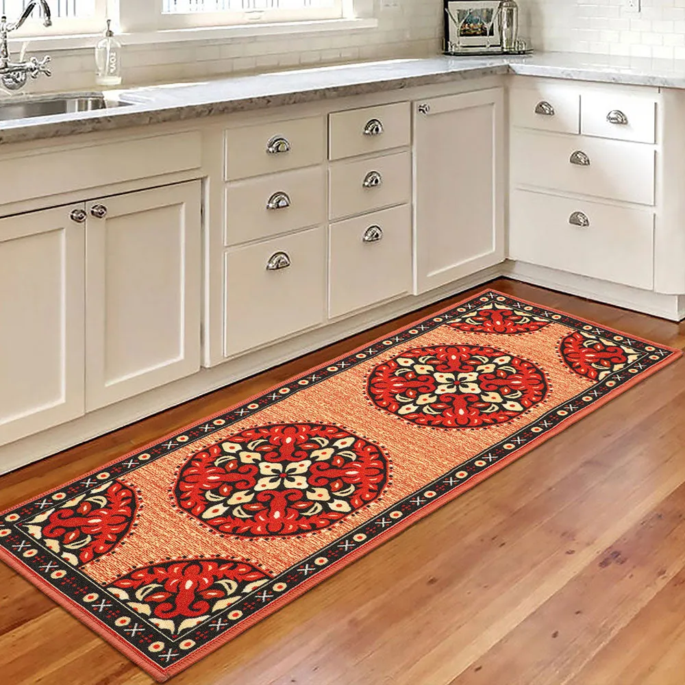 Ethnic Designer Shades Of Orange Polyviscose Bedside Runner