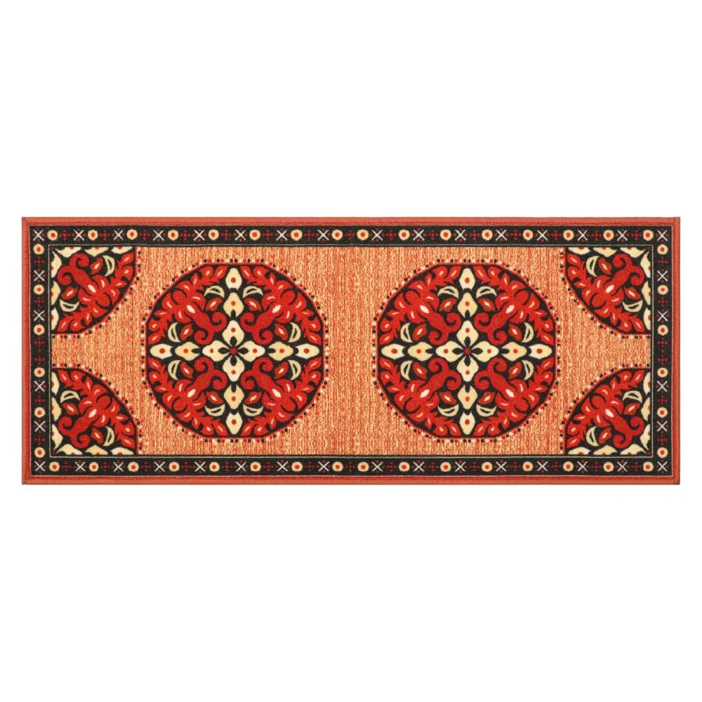 Ethnic Designer Shades Of Orange Polyviscose Bedside Runner