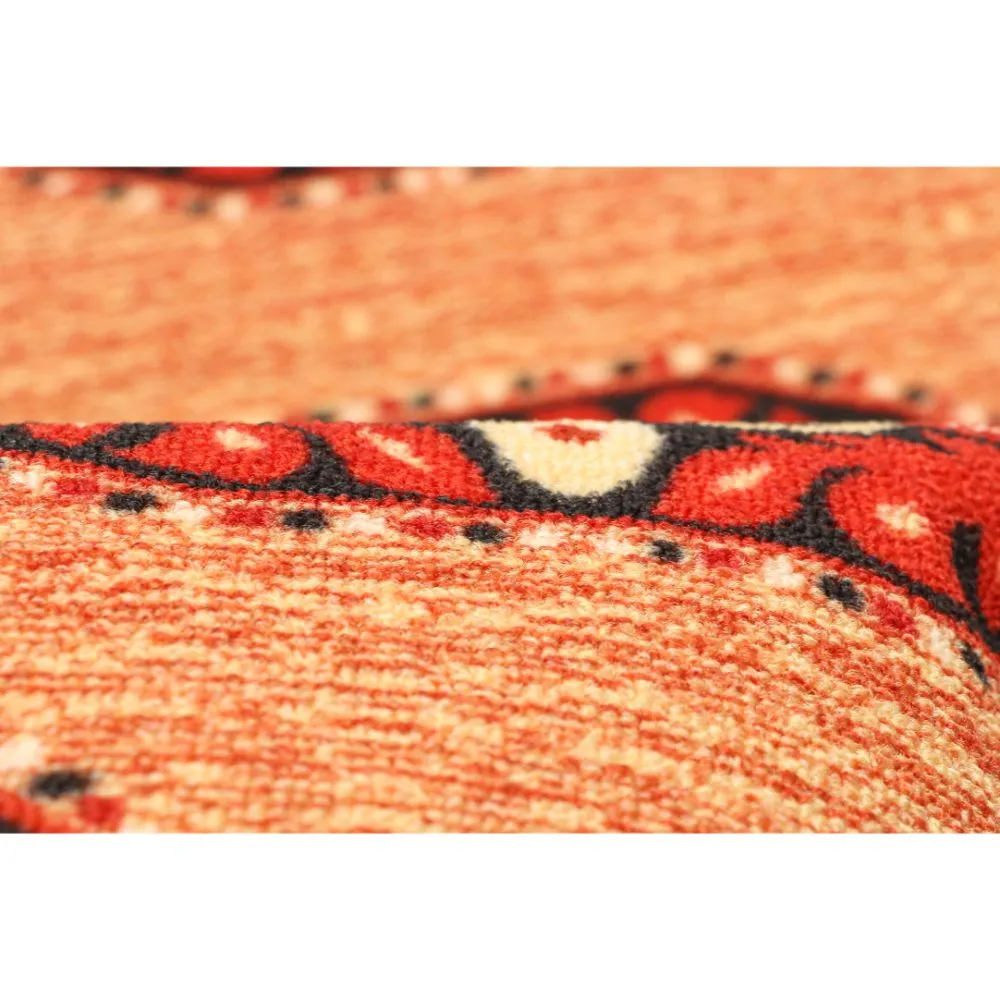 Ethnic Designer Shades Of Orange Polyviscose Bedside Runner