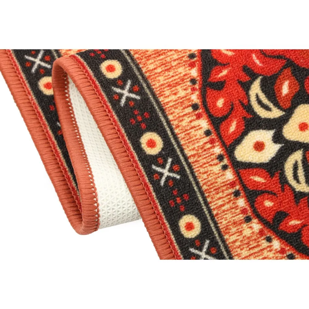Ethnic Designer Shades Of Orange Polyviscose Bedside Runner