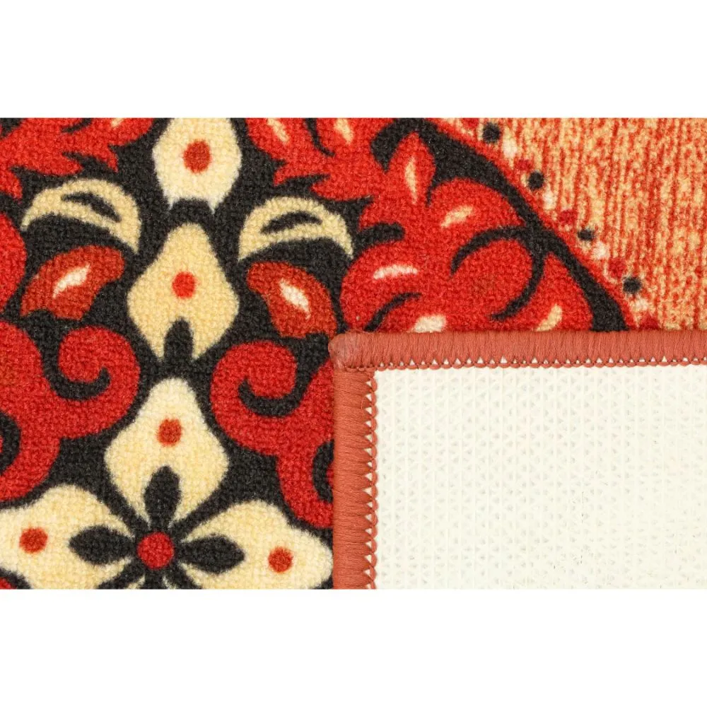 Ethnic Designer Shades Of Orange Polyviscose Bedside Runner