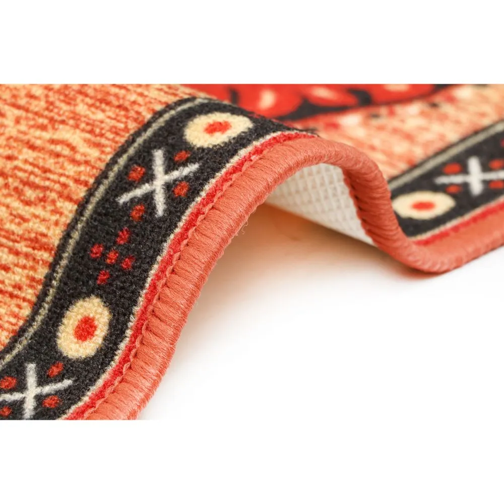 Ethnic Designer Shades Of Orange Polyviscose Bedside Runner
