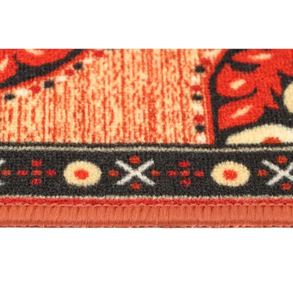 Ethnic Designer Shades Of Orange Polyviscose Bedside Runner