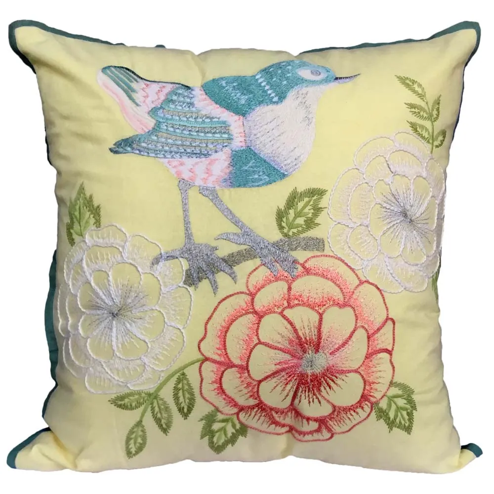 Ethnic Motif Beaded Yellow Cushion Cover Set Of 2