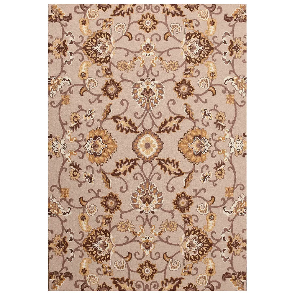 Ethnic Motif Beige Hand Tufted Wool Carpet for Living Room 4X6