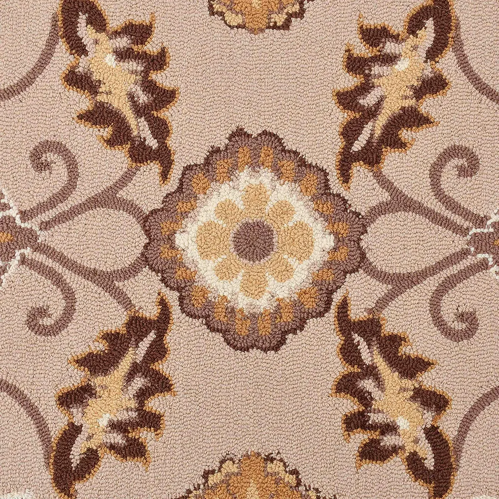 Ethnic Motif Beige Hand Tufted Wool Carpet for Living Room 4X6