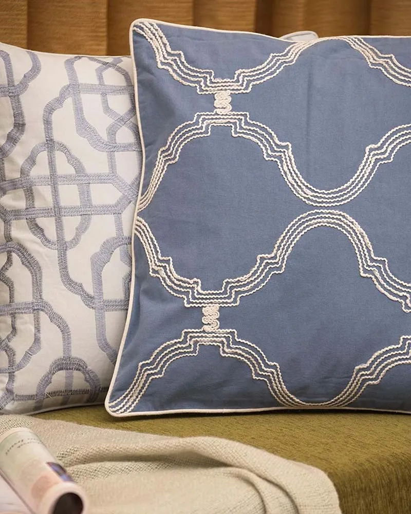 Ethnic Motif Embroided Green & Blue Cushion Cover Set Of 2