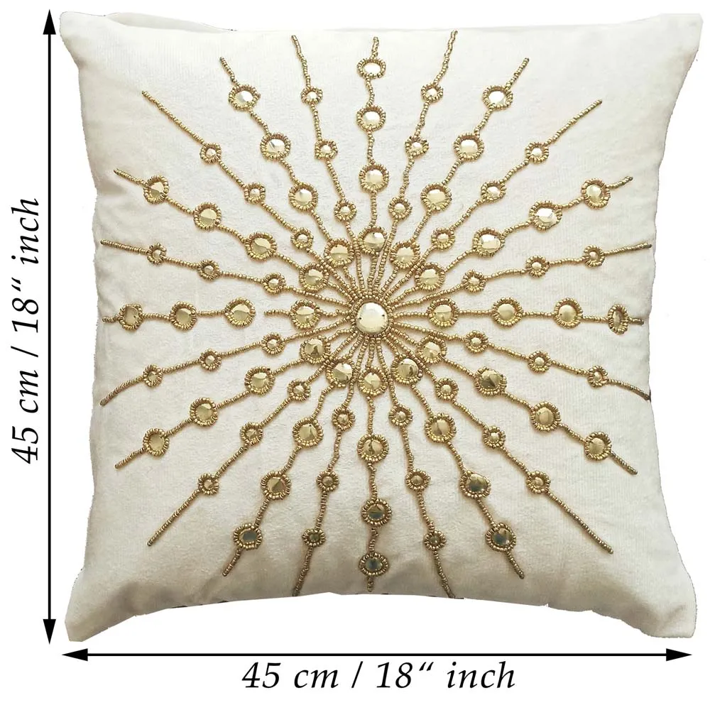 Ethnic Motif Embroided Poly Dupion Cushion Cover