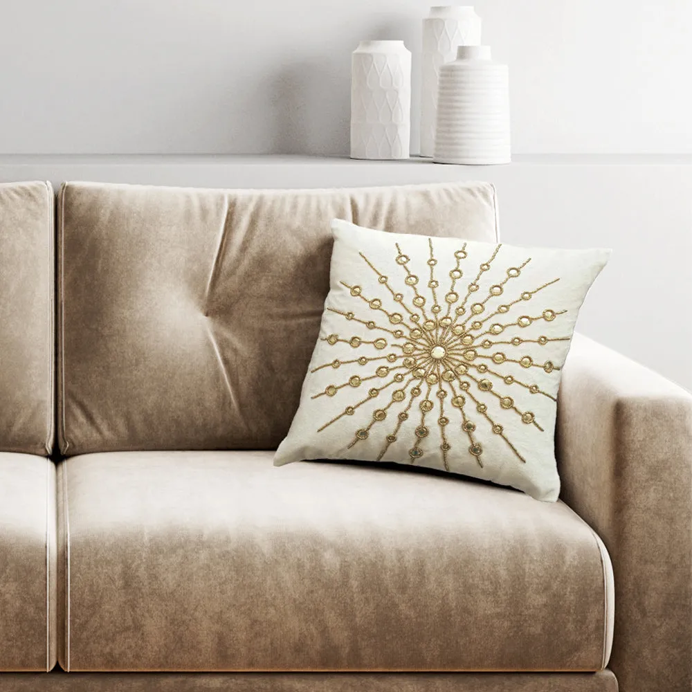 Ethnic Motif Embroided Poly Dupion Cushion Cover