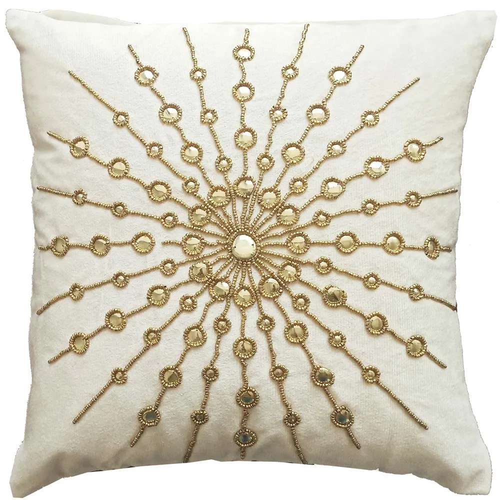 Ethnic Motif Embroided Poly Dupion Cushion Cover