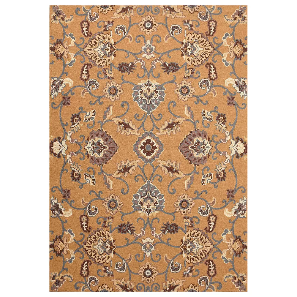 Ethnic Motif Golden Coloured Hand Tufted Wool Carpet for Living Room 4X6