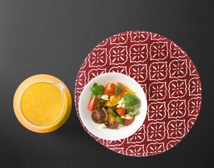 Ethnic Motif Maroon Designer Placemat/ Table Mat (Set of 2)