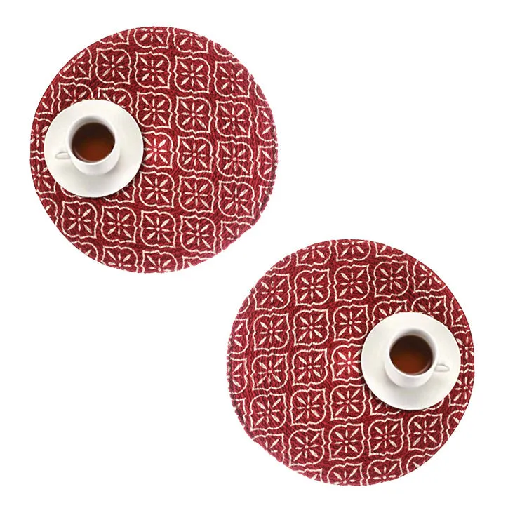 Ethnic Motif Maroon Designer Placemat/ Table Mat (Set of 2)