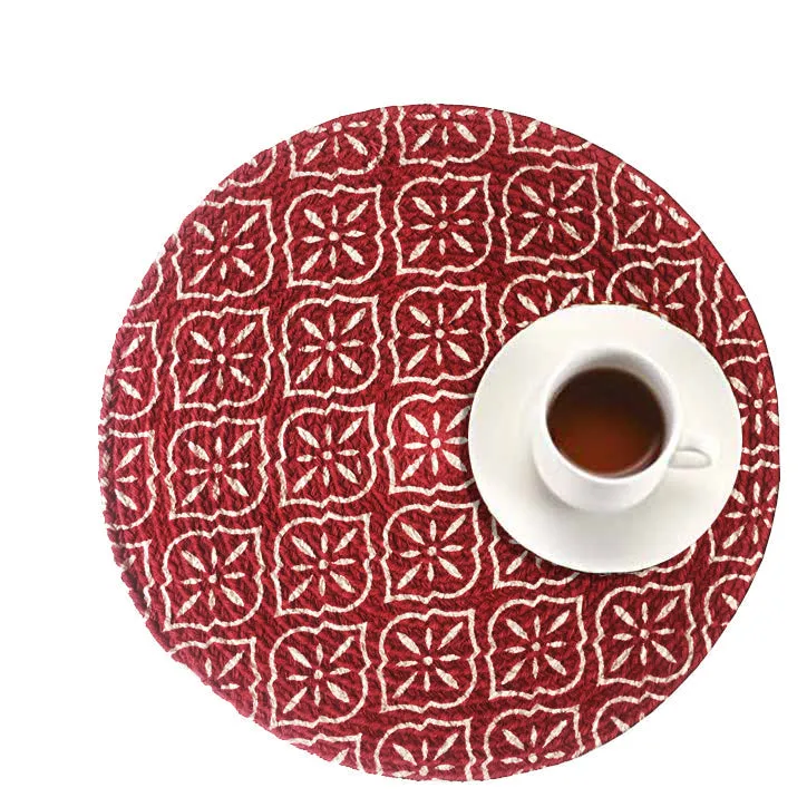 Ethnic Motif Maroon Designer Placemat/ Table Mat (Set of 2)