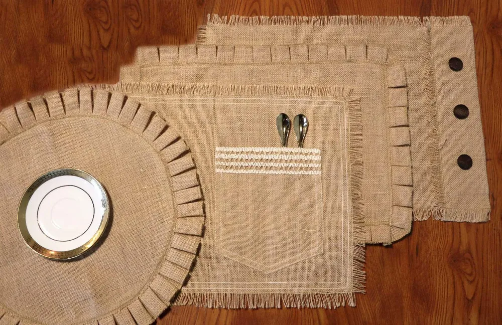 Ethnic Motif Multicolor Designer Jute Placemat/ Table Mat (Set of 4)