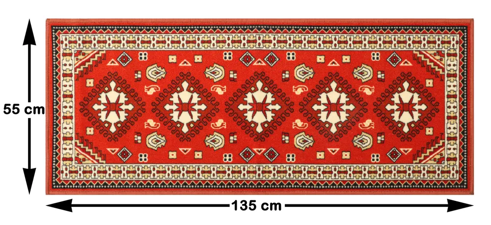 Ethnic Motif Rich Orange Polyviscose Bedside Runner