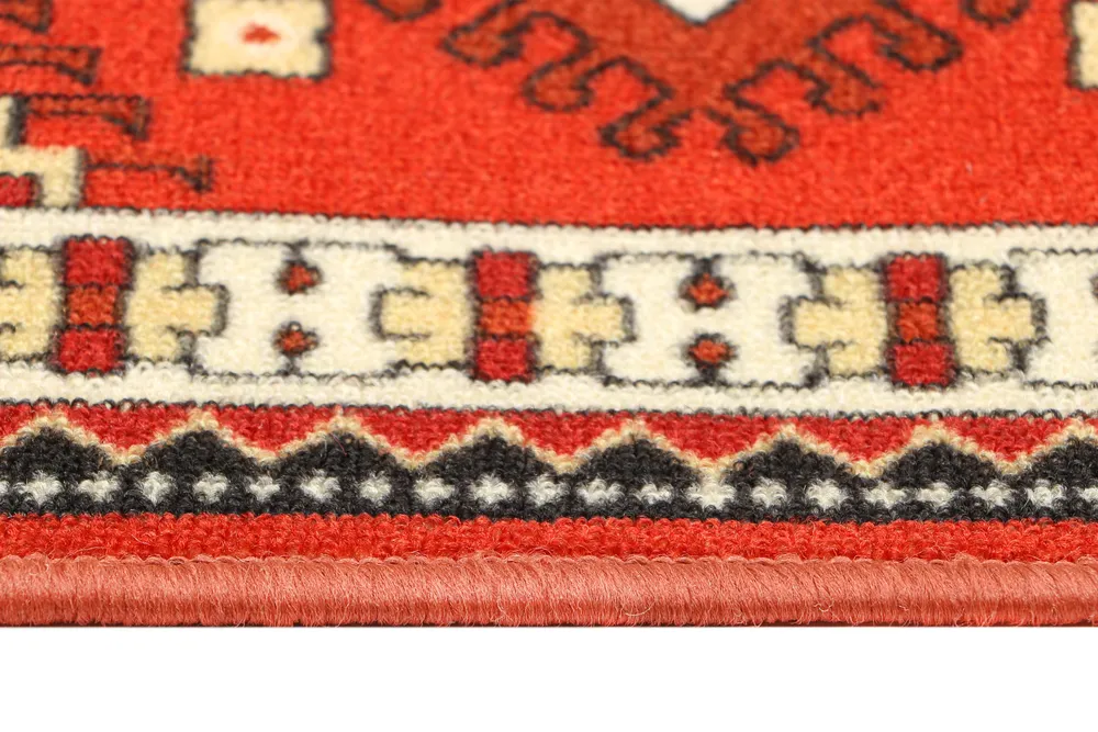 Ethnic Motif Rich Orange Polyviscose Bedside Runner