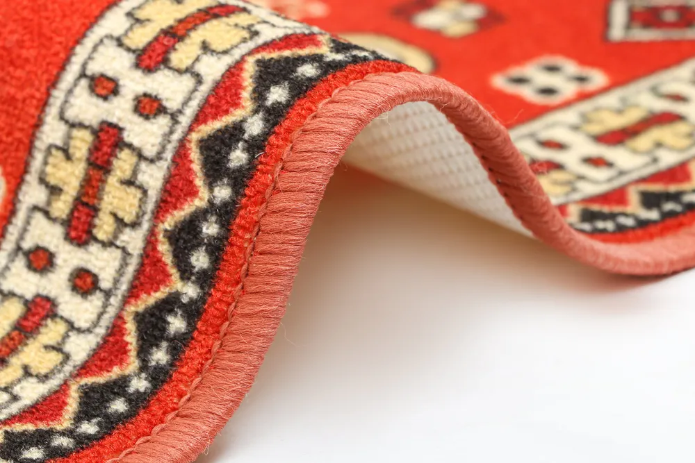 Ethnic Motif Rich Orange Polyviscose Bedside Runner