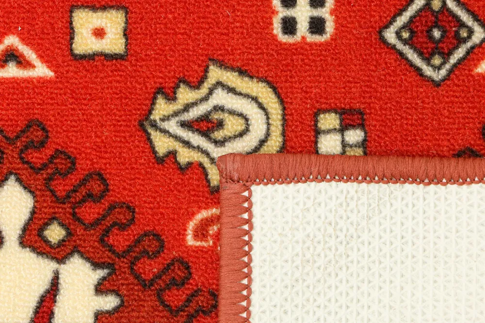 Ethnic Motif Rich Orange Polyviscose Bedside Runner