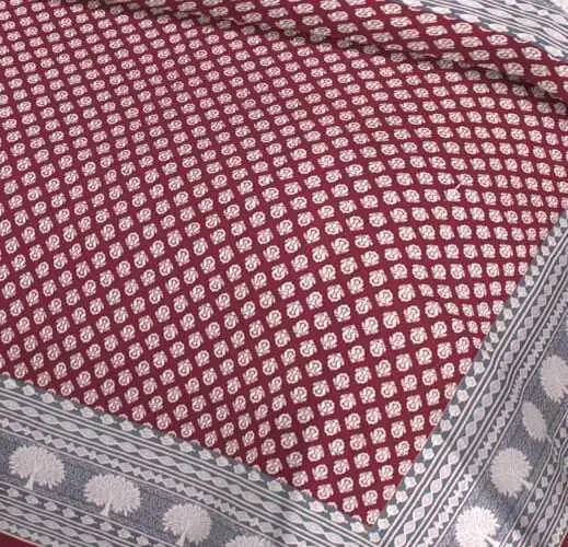 Ethnic Printed Maroon 144 TC Cotton Double Bedsheet with Pillow Covers