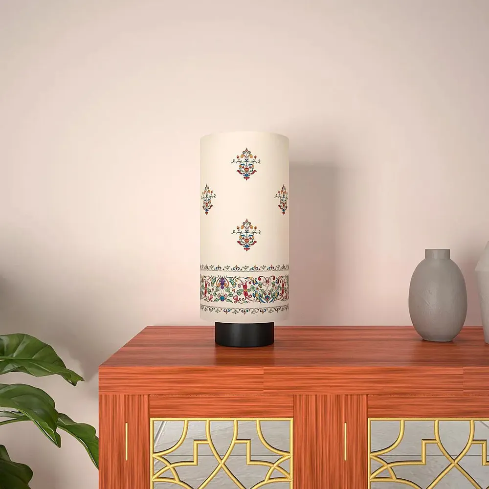 Ethnic Printed Soft Glow Round Table Lamp
