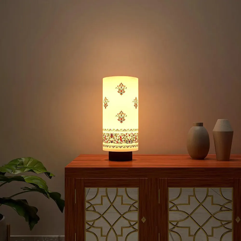Ethnic Printed Soft Glow Round Table Lamp
