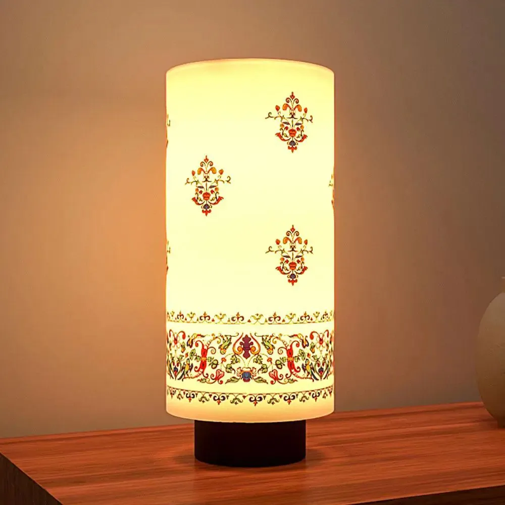 Ethnic Printed Soft Glow Round Table Lamp